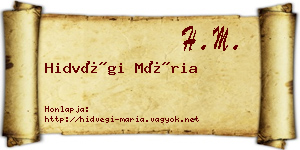 Hidvégi Mária névjegykártya