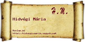 Hidvégi Mária névjegykártya